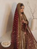antique dull-gold bridal lehenga