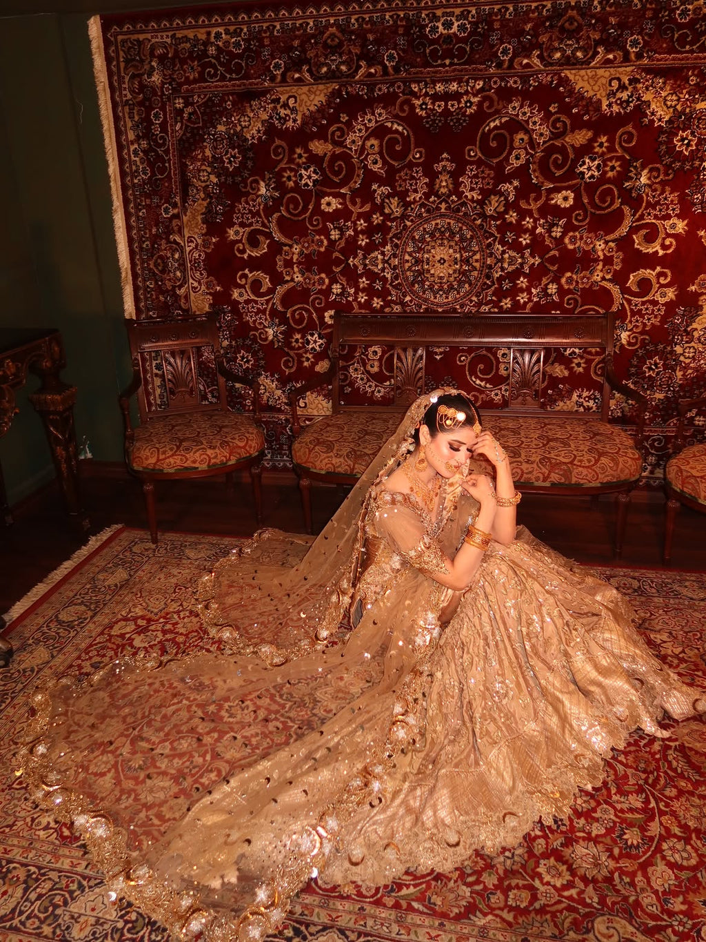 WARM ANTIQUE GOLD BRIDAL WEAR