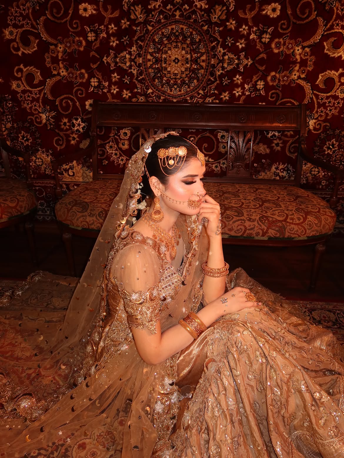 WARM ANTIQUE GOLD BRIDAL WEAR