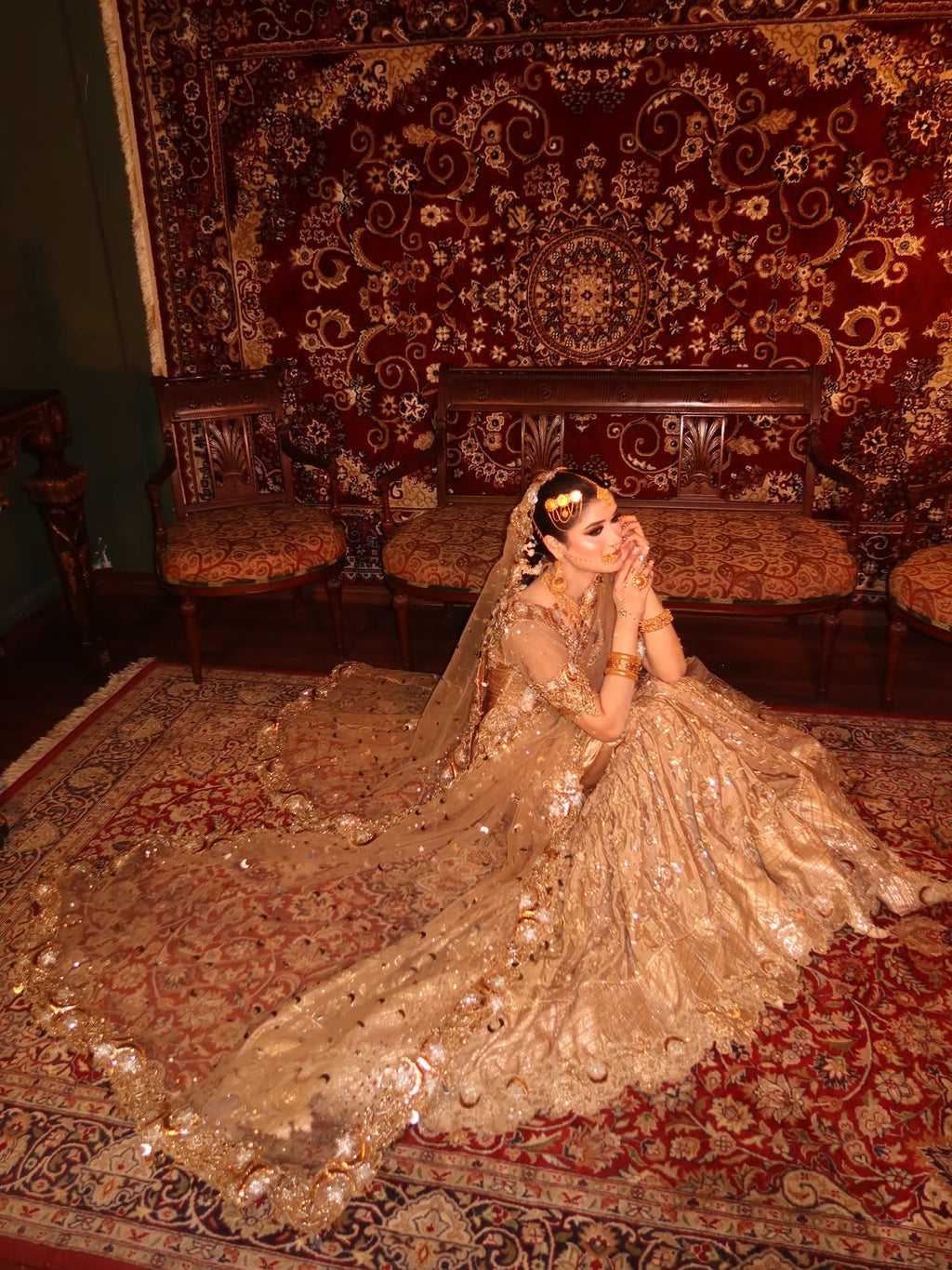 WARM ANTIQUE GOLD BRIDAL WEAR