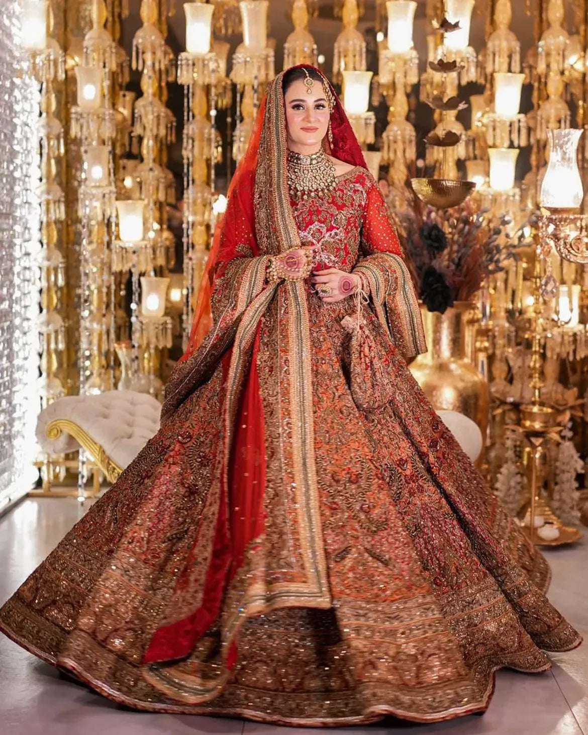 WARM RICH RED BRIDAL LEHENGA