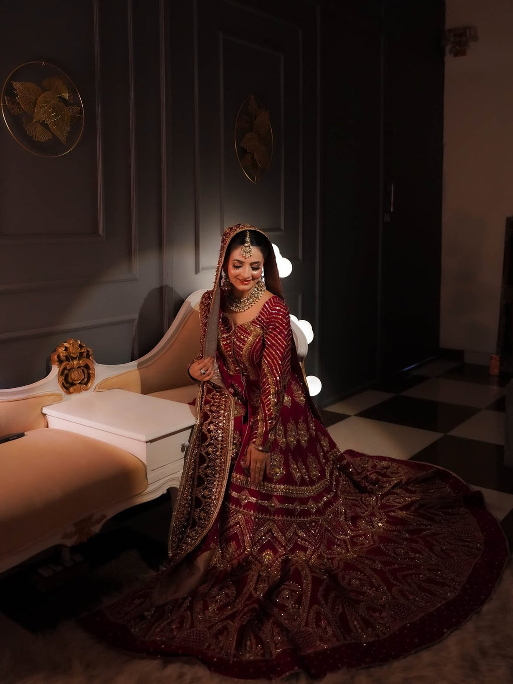LUXURY MAROON BRIDAL LEHENGA SEQUIN