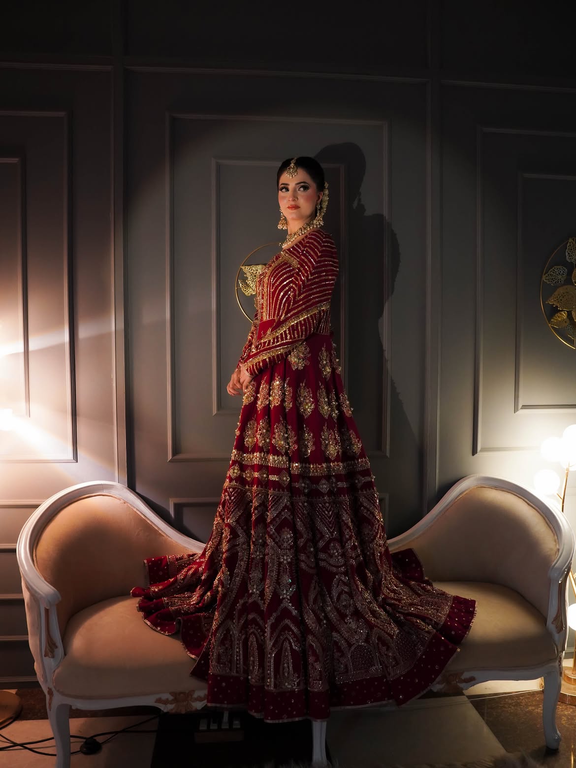 LUXURY MAROON BRIDAL LEHENGA SEQUIN