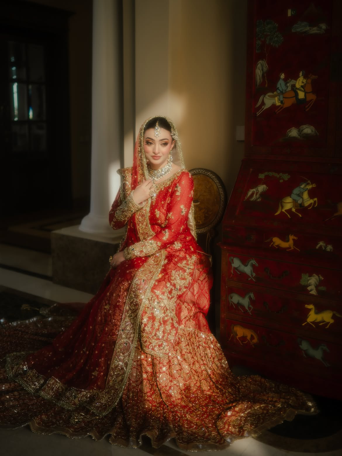 RED SOFT PALLETE BRIDAL LEHENGA CHOLI