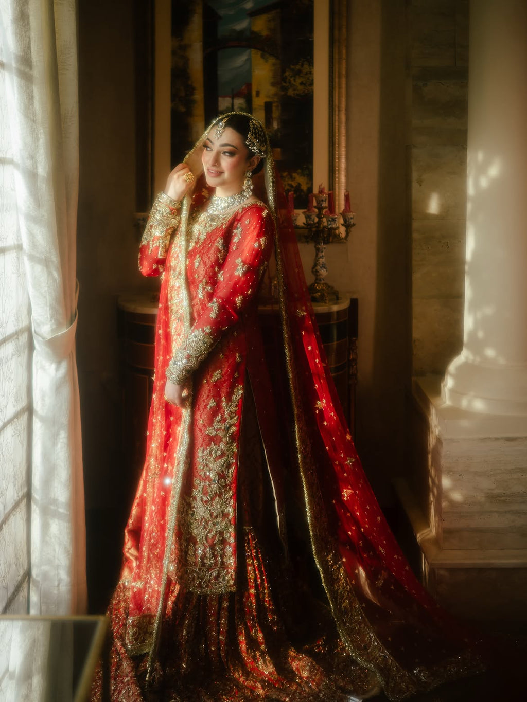 RED SOFT PALLETE BRIDAL LEHENGA CHOLI