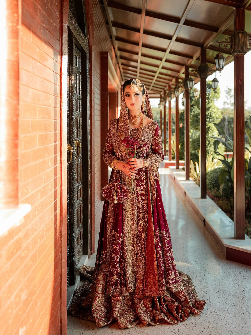 RED BRIDAL LEHENGA PISHWAS