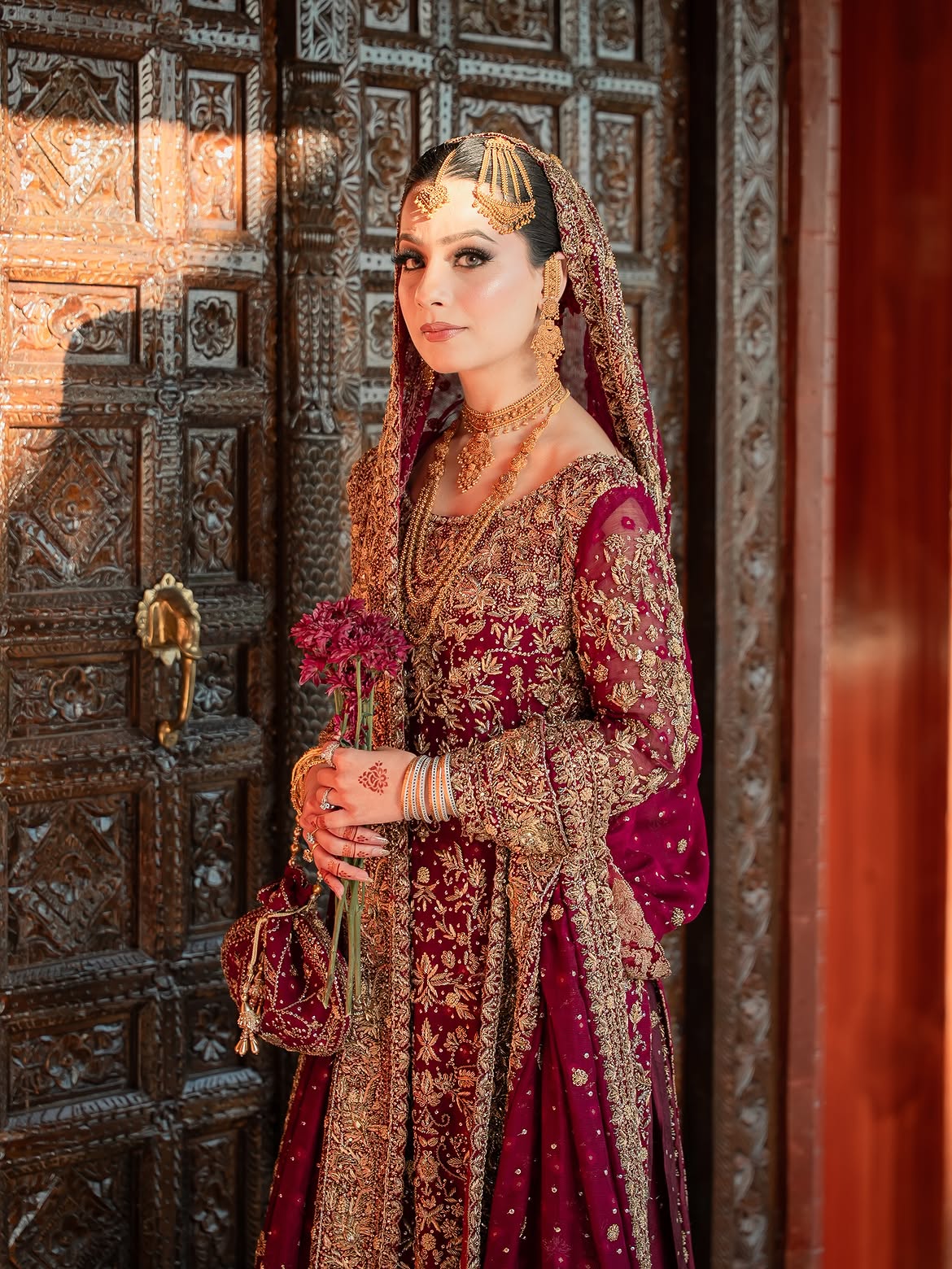 RED BRIDAL LEHENGA PISHWAS
