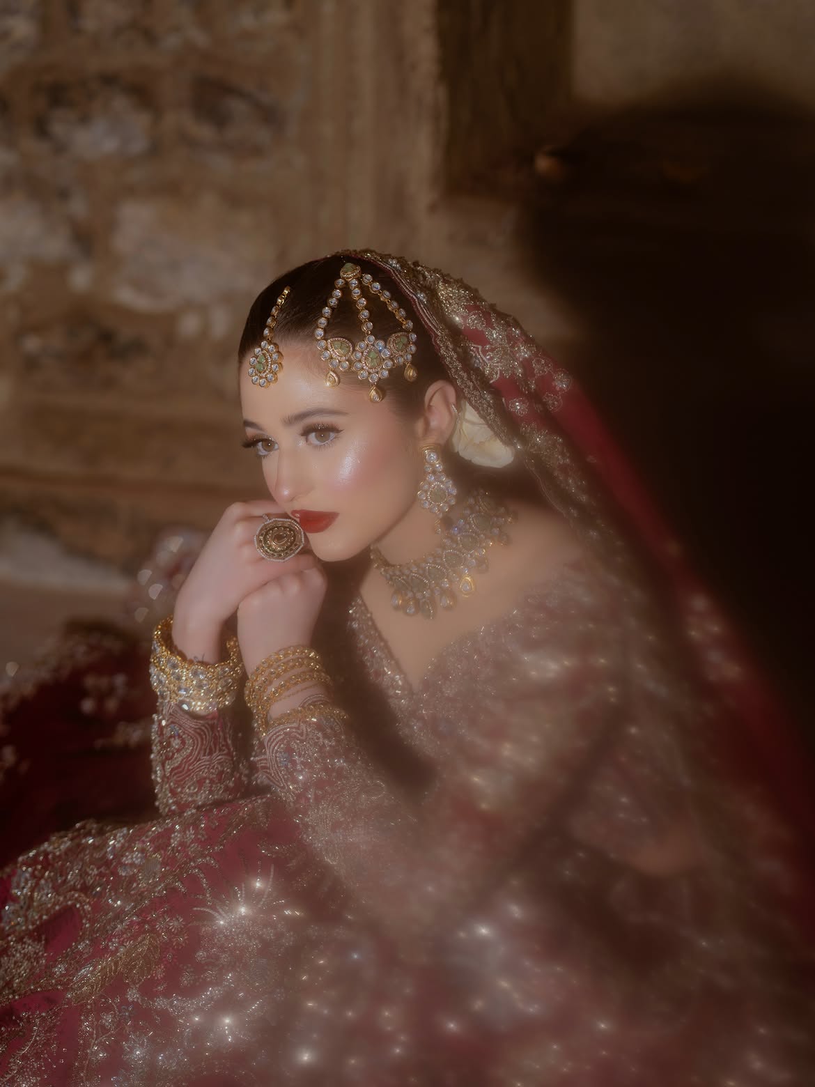 GOLD AND RED BRIDAL LEHENGA
