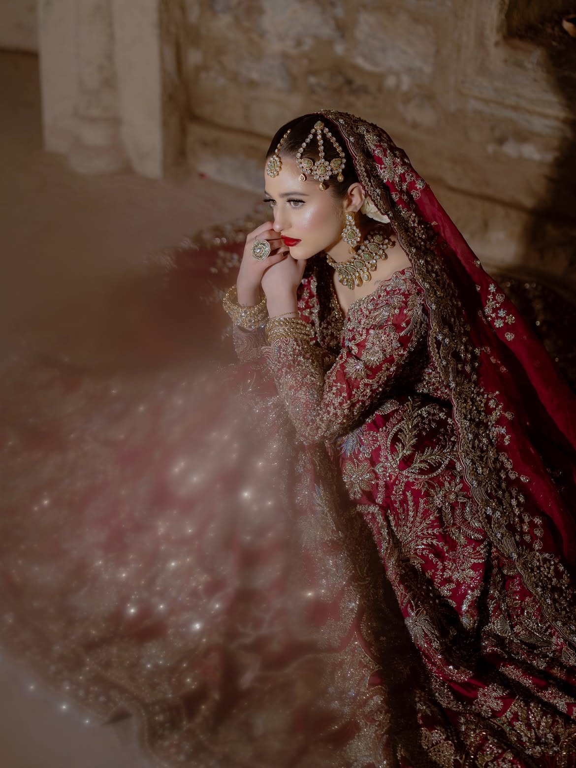 GOLD AND RED BRIDAL LEHENGA