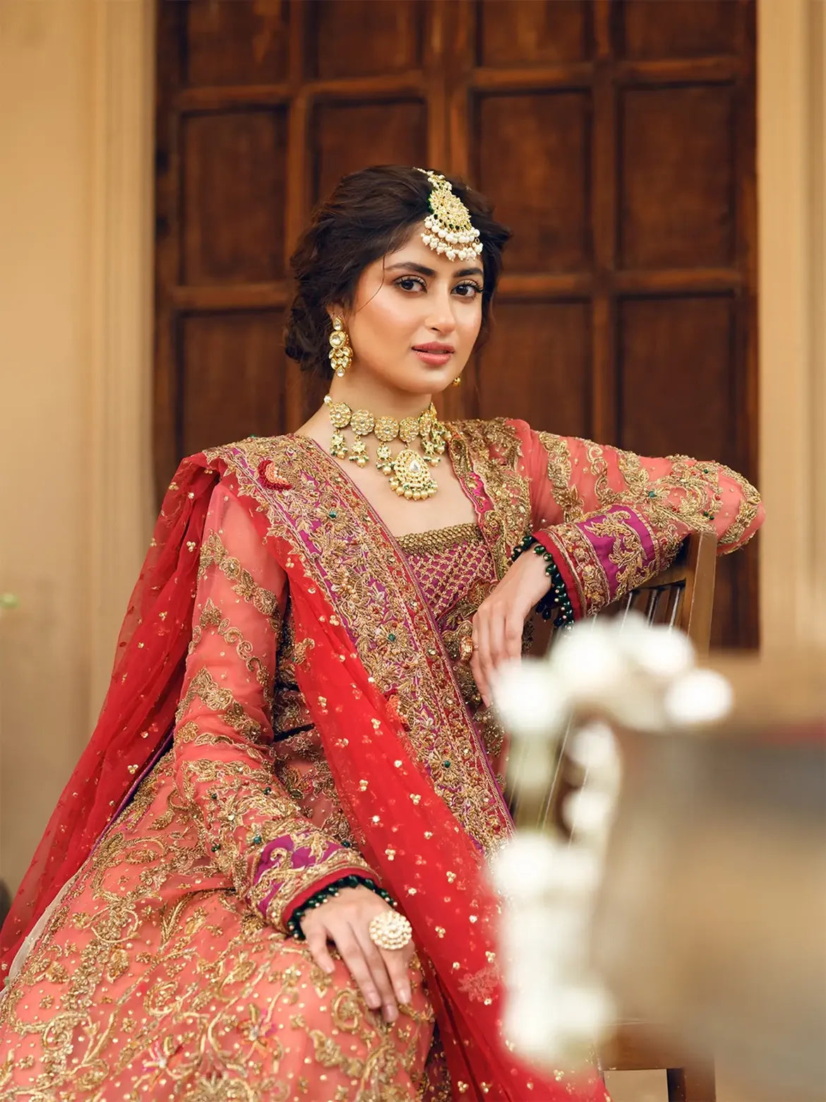 soft color bridal lehenga choli