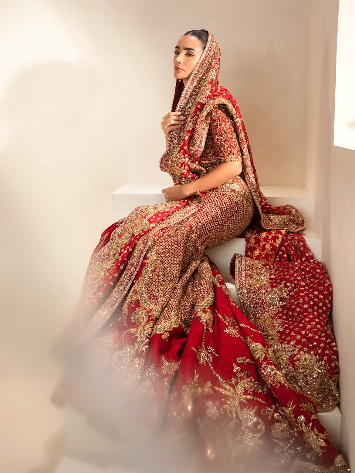 Classic Vermilion Red bridal lehenga