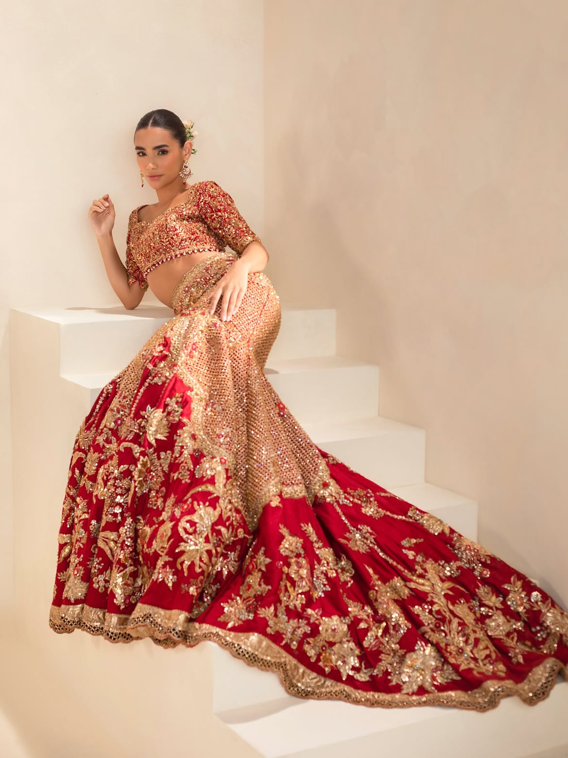 Classic Vermilion Red bridal lehenga