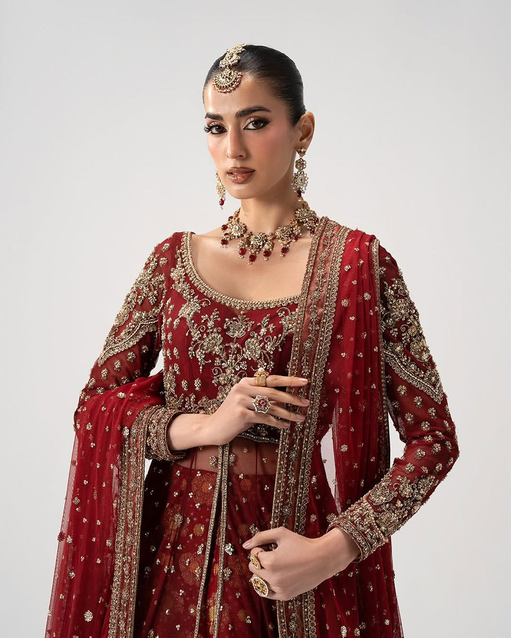 Front Open-jacket bridal lehenga