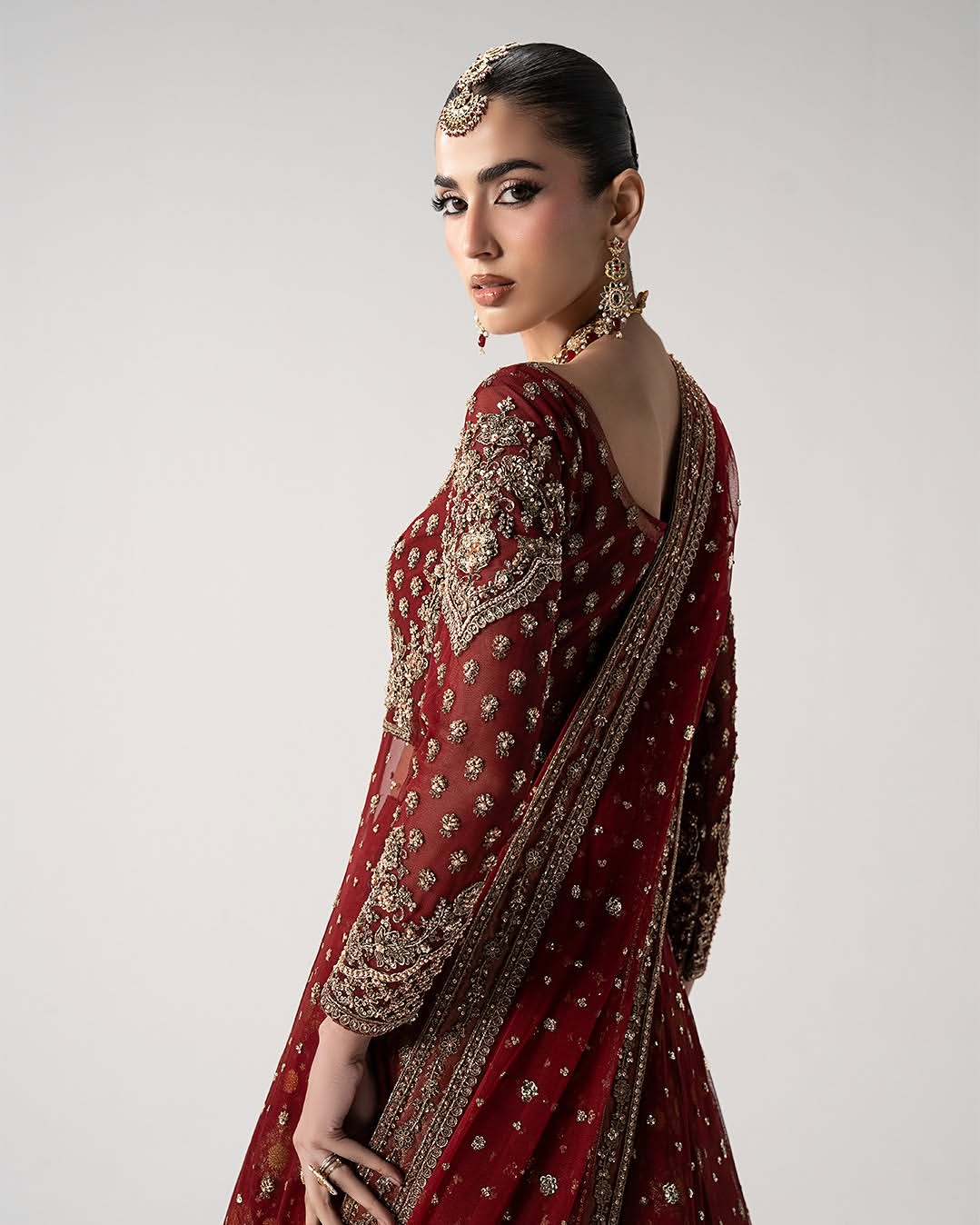 Front Open-jacket bridal lehenga