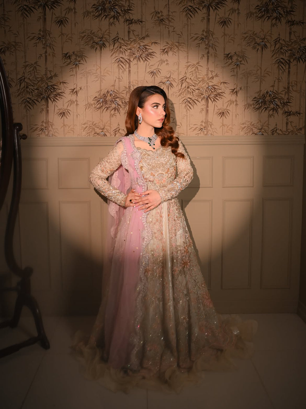 Blush pink bridal gown