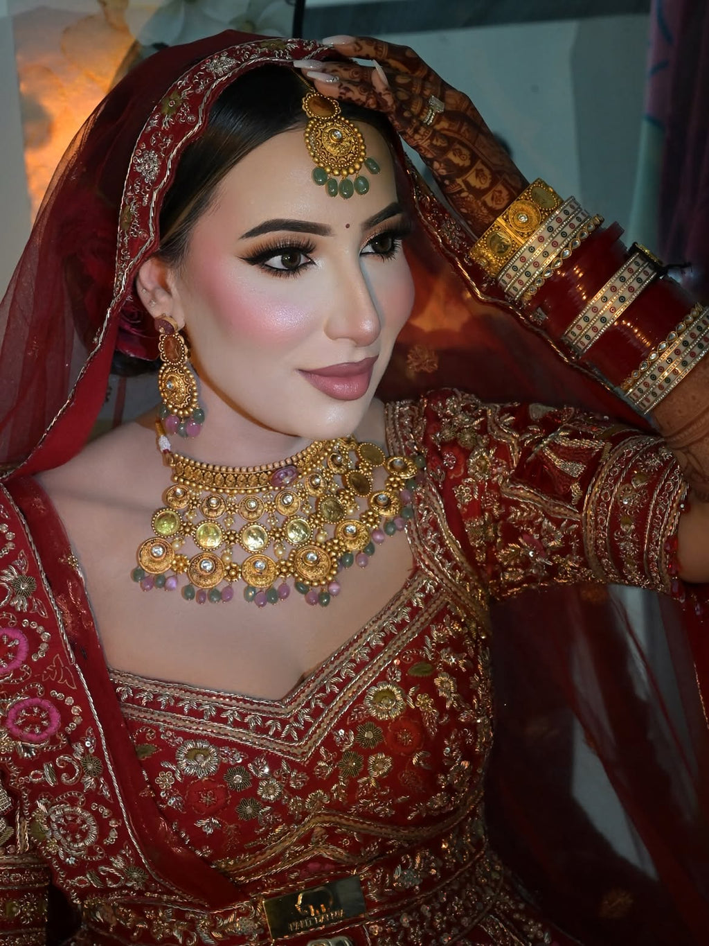 BRIDAL LEHENGA CHOLI IN HOT RED