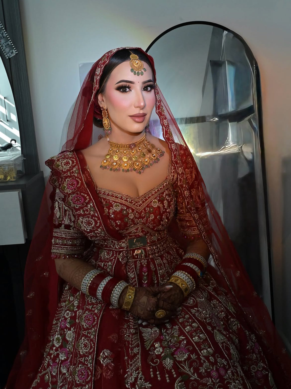 BRIDAL LEHENGA CHOLI IN HOT RED