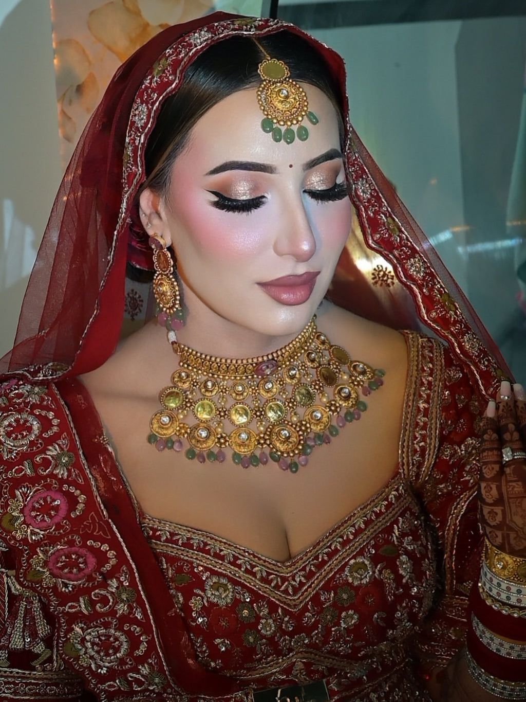 BRIDAL LEHENGA CHOLI IN HOT RED