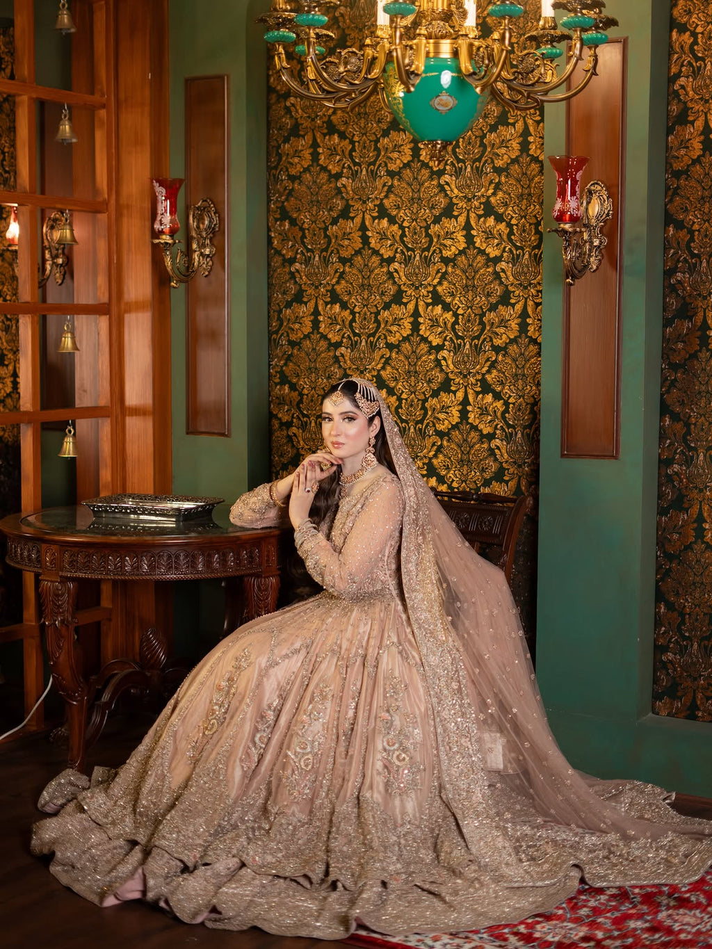 DOUBLE FLARED HEAVY BRIDAL PISHWAS GOWN