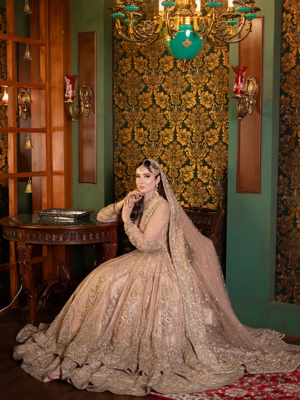 DOUBLE FLARED HEAVY BRIDAL PISHWAS GOWN