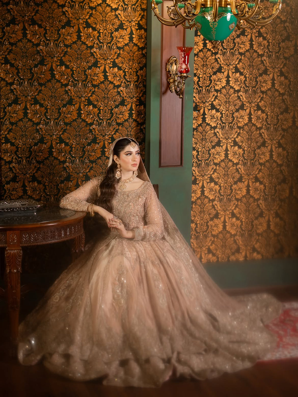 DOUBLE FLARED HEAVY BRIDAL PISHWAS GOWN