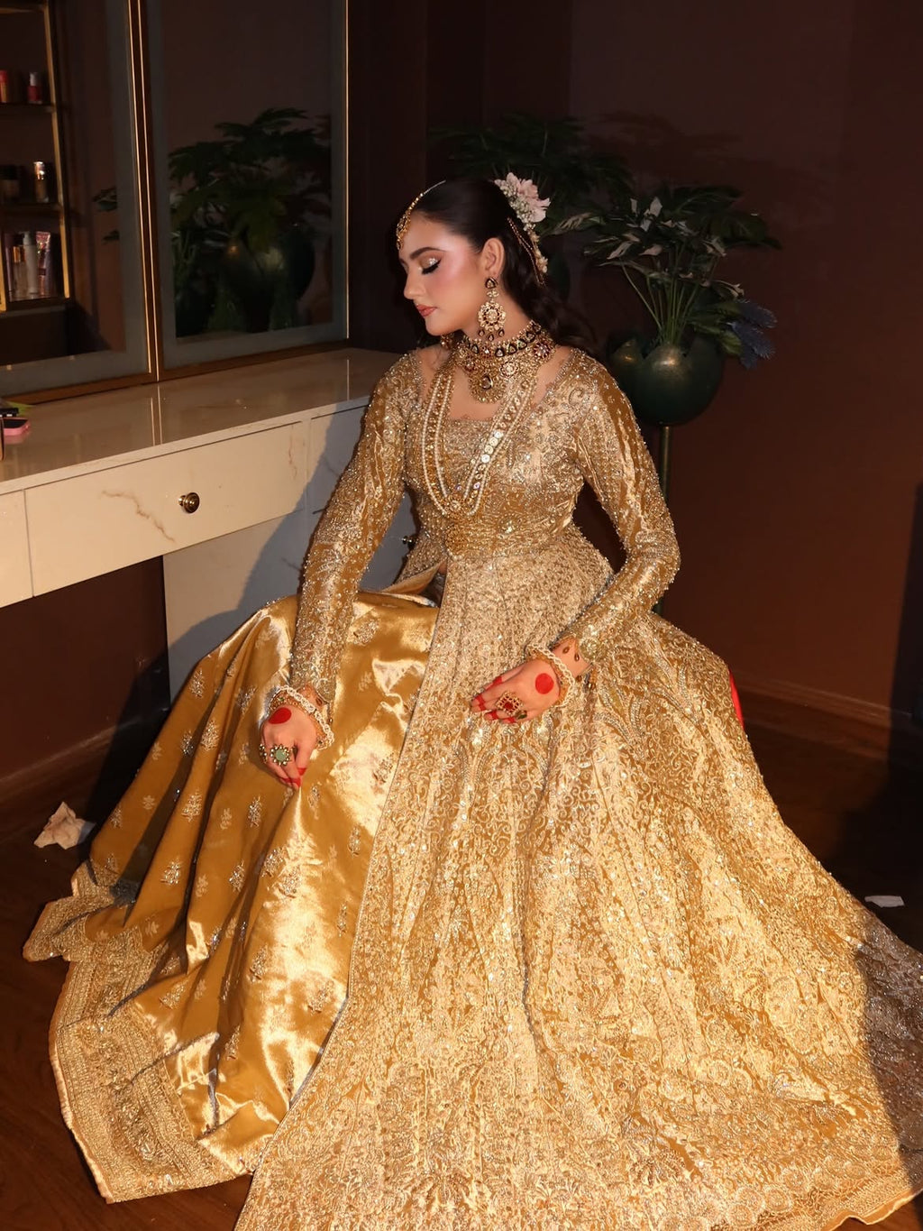 OPPULENT GOLD BRIDAL LEHENGA