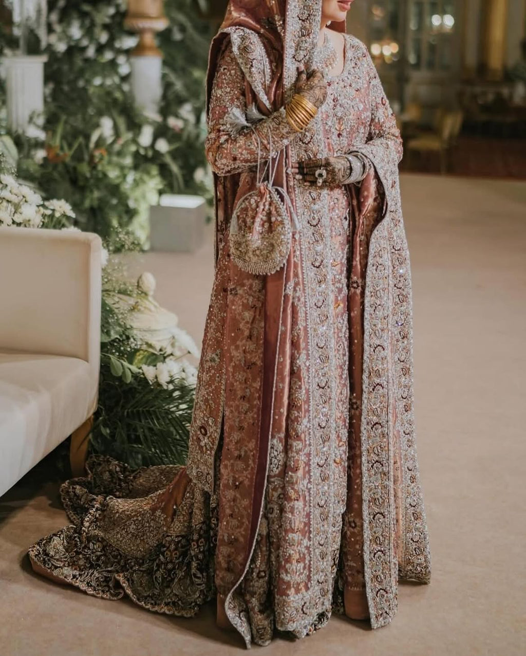 tea pink bridal lehenga