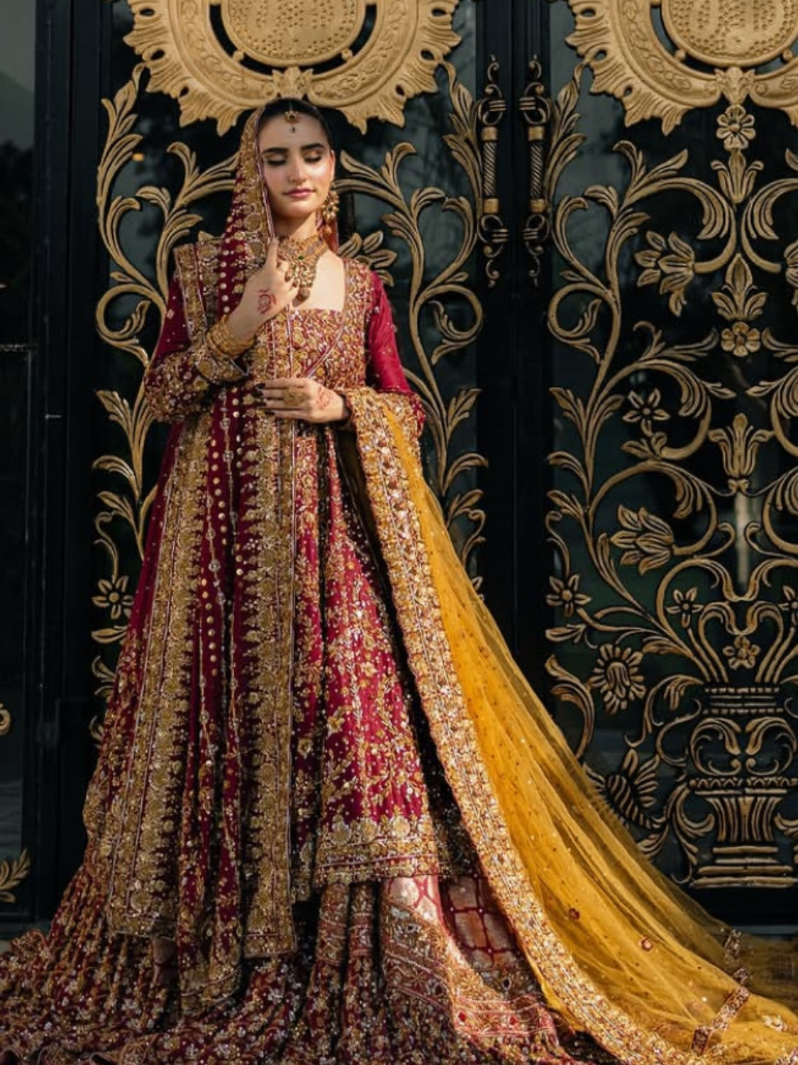 RED-GOLD BRIDAL LEHENGA
