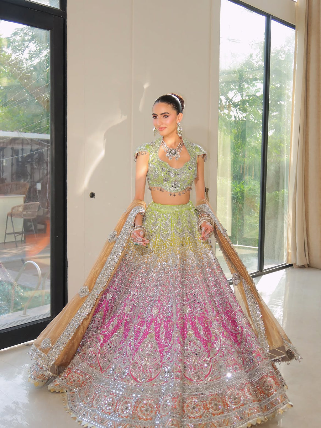 DEEP SCOOP CUT BRIDAL LEHENGA