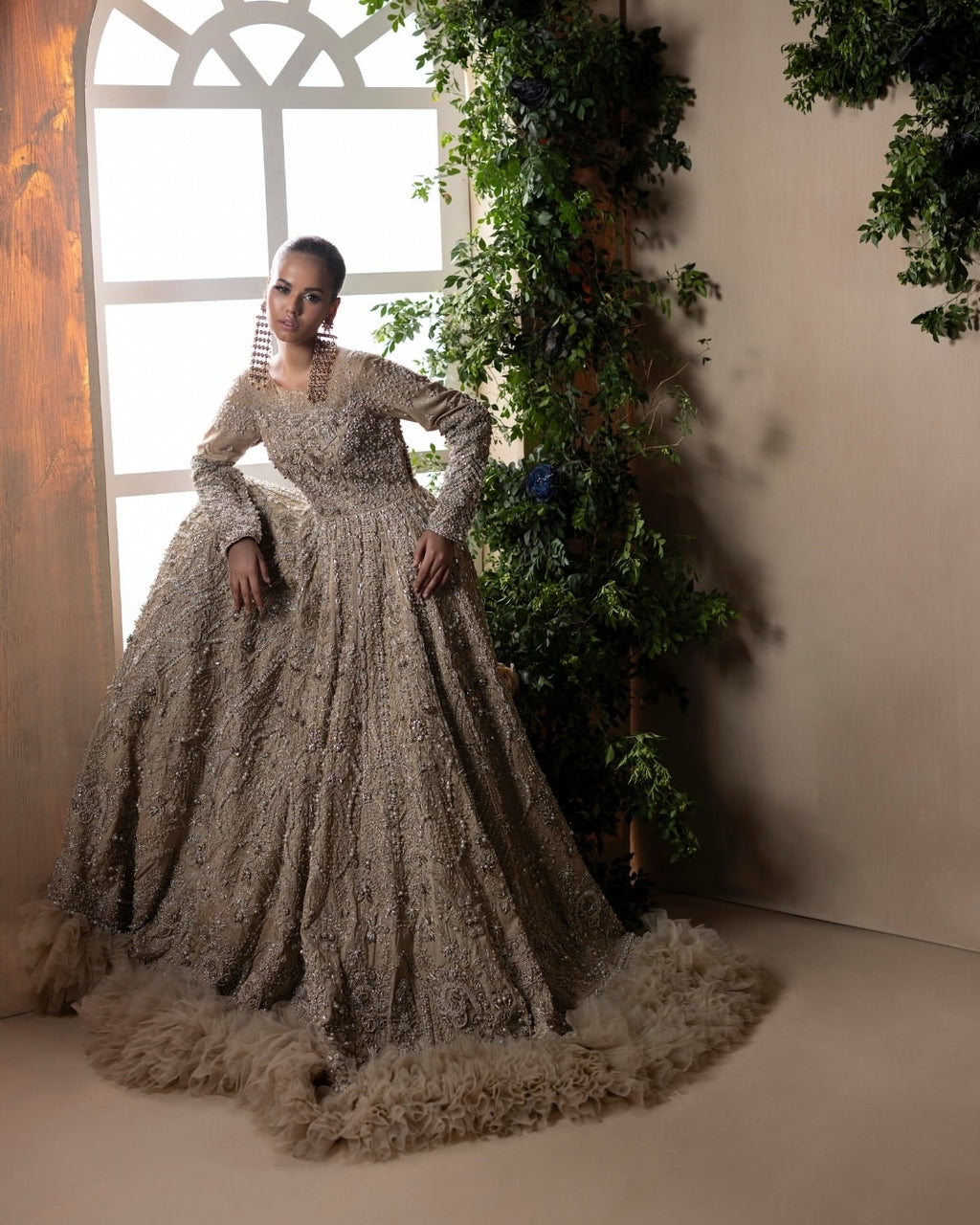 luxurious metallic gold silver bridal wear