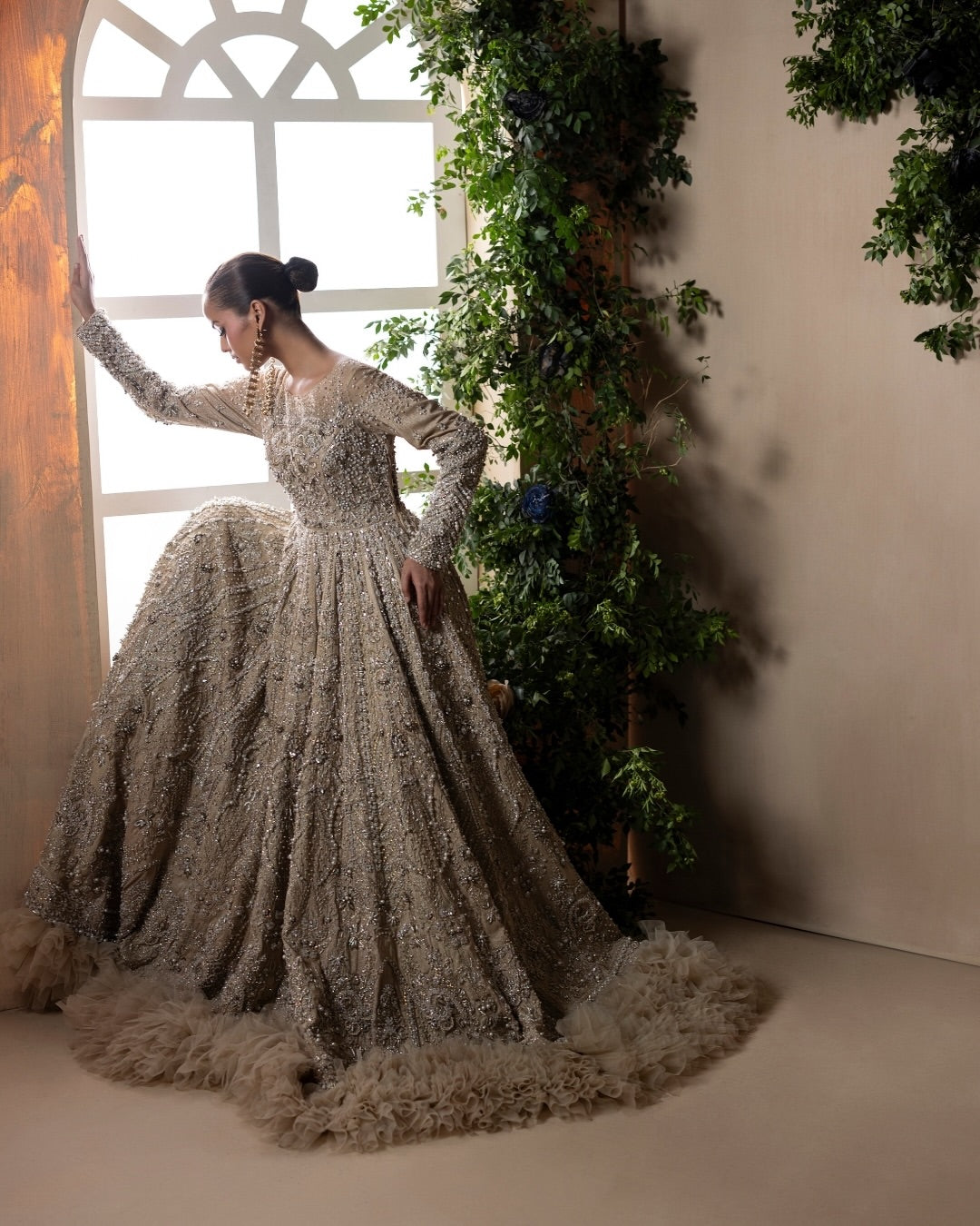 luxurious metallic gold silver bridal wear