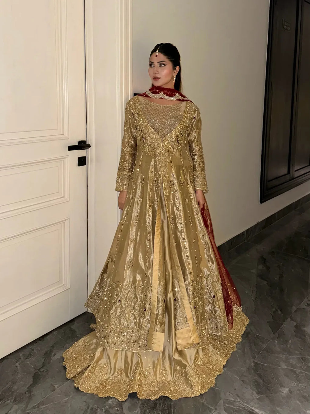 Deep-gold bridal wear