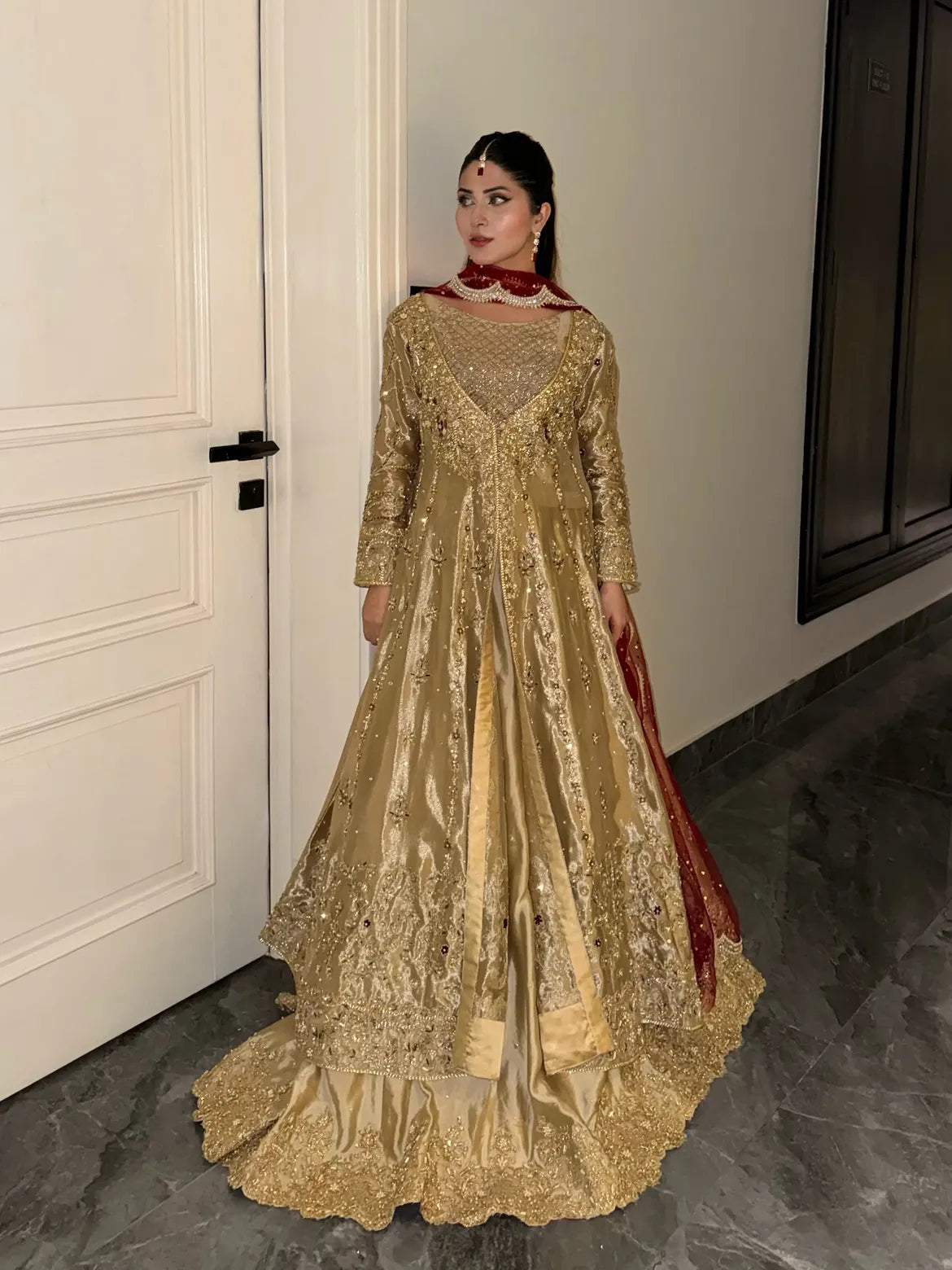 Deep-gold bridal wear