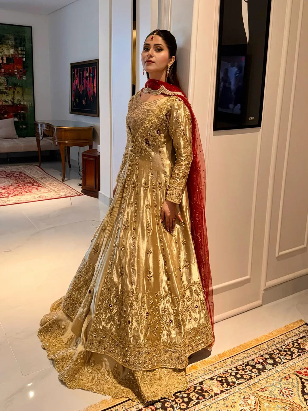 Deep-gold bridal wear