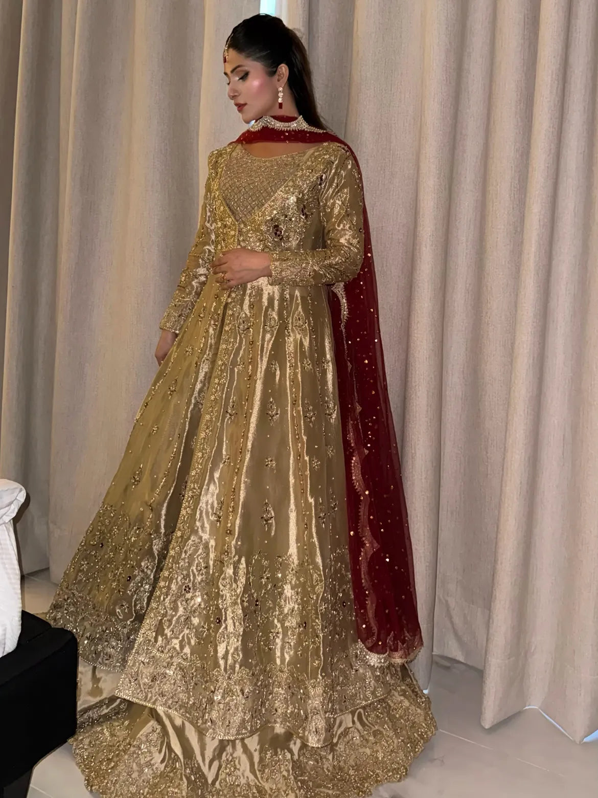 Deep-gold bridal wear