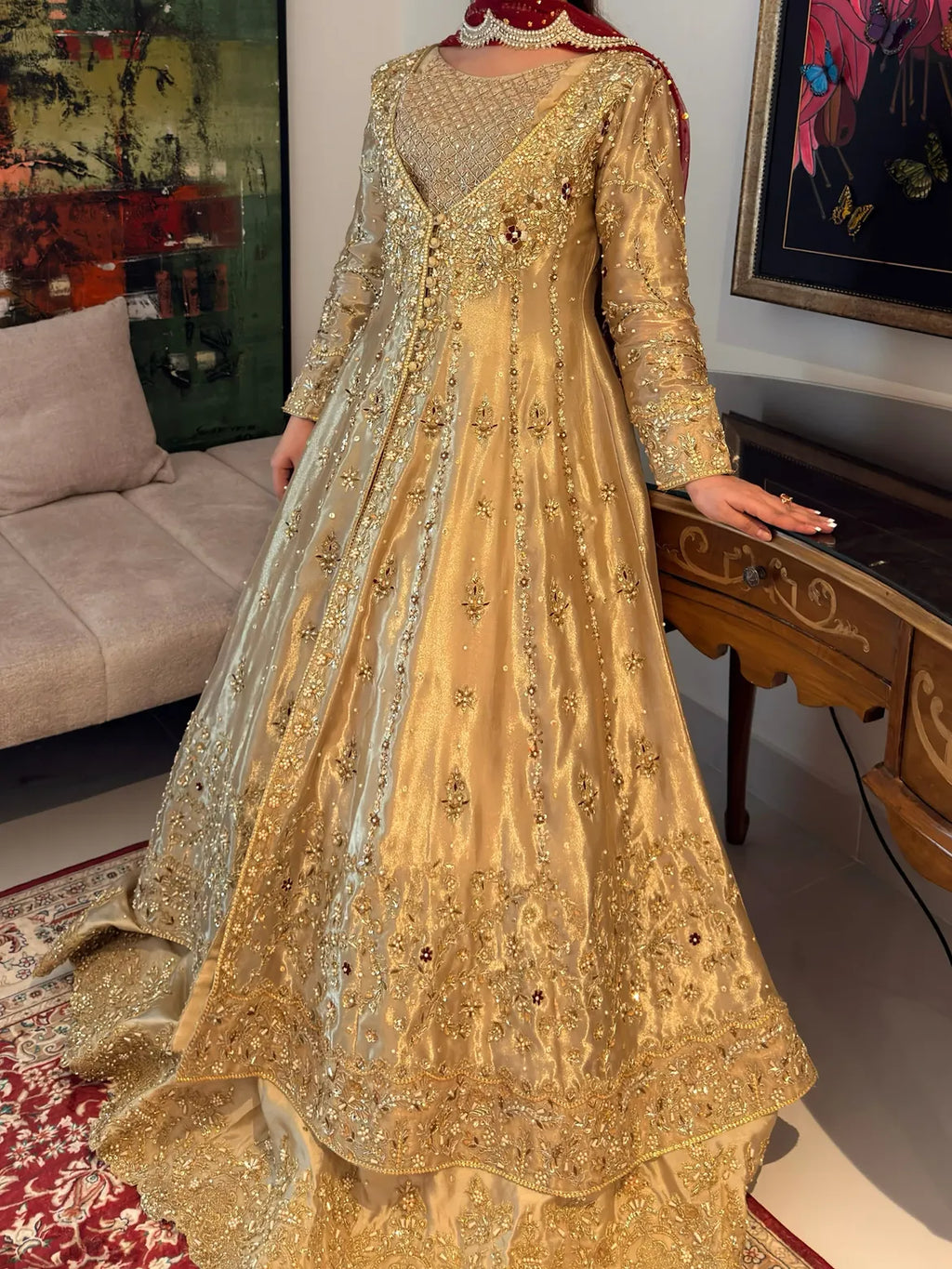 Deep-gold bridal wear