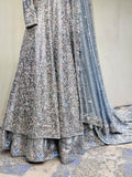 Ice-blue bridal maxi gown