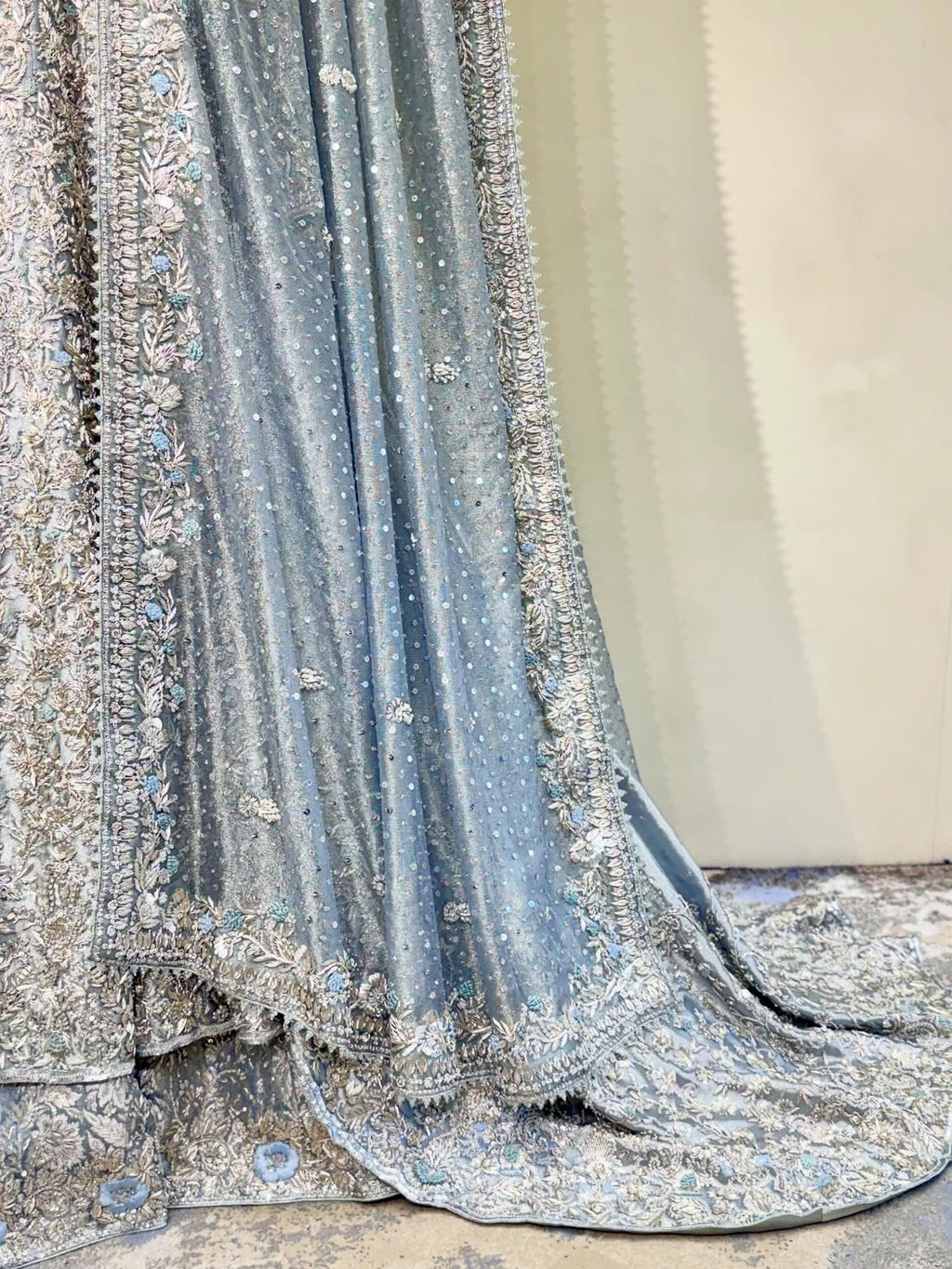 Ice-blue bridal maxi gown