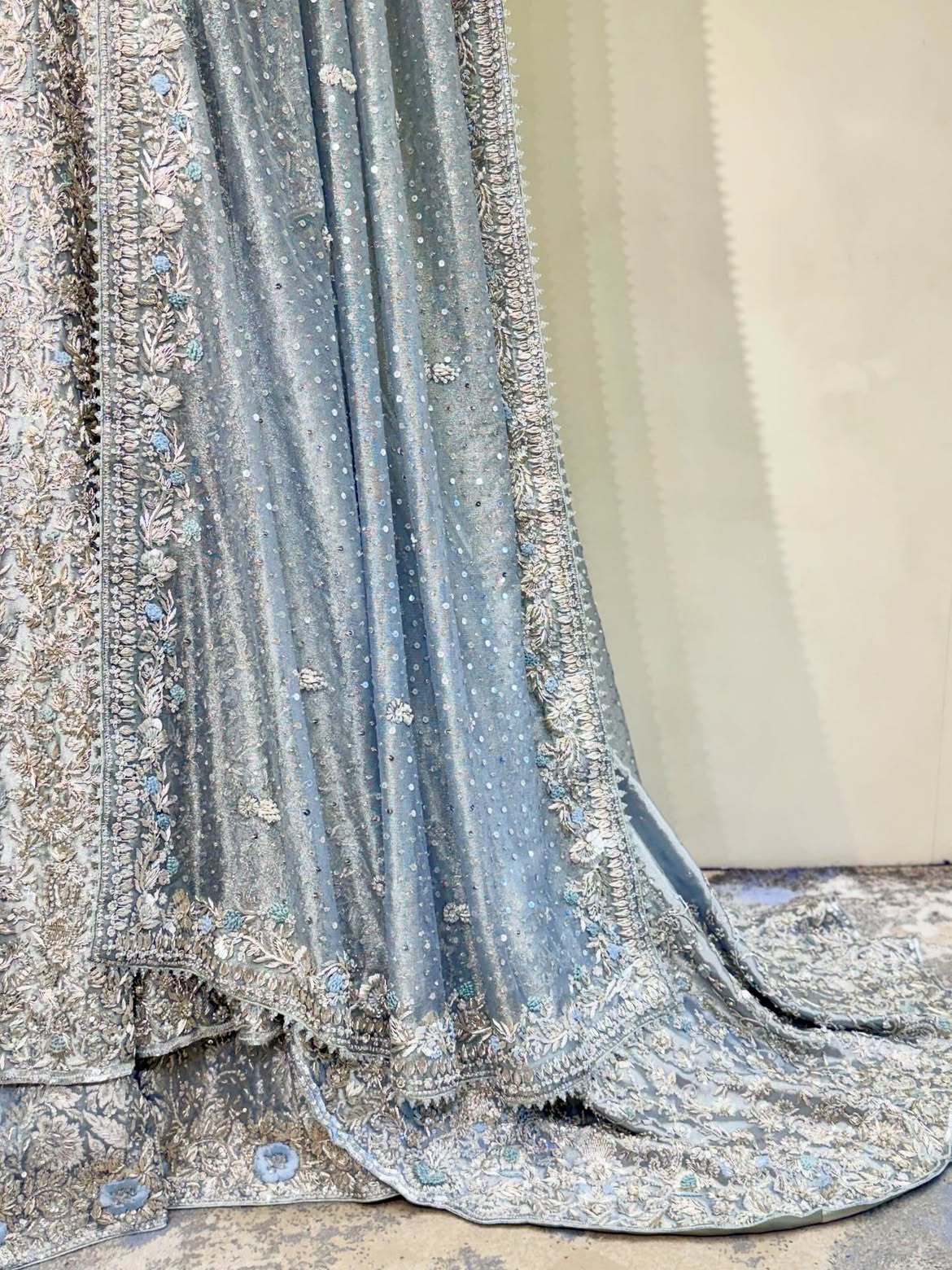 Ice-blue bridal maxi gown