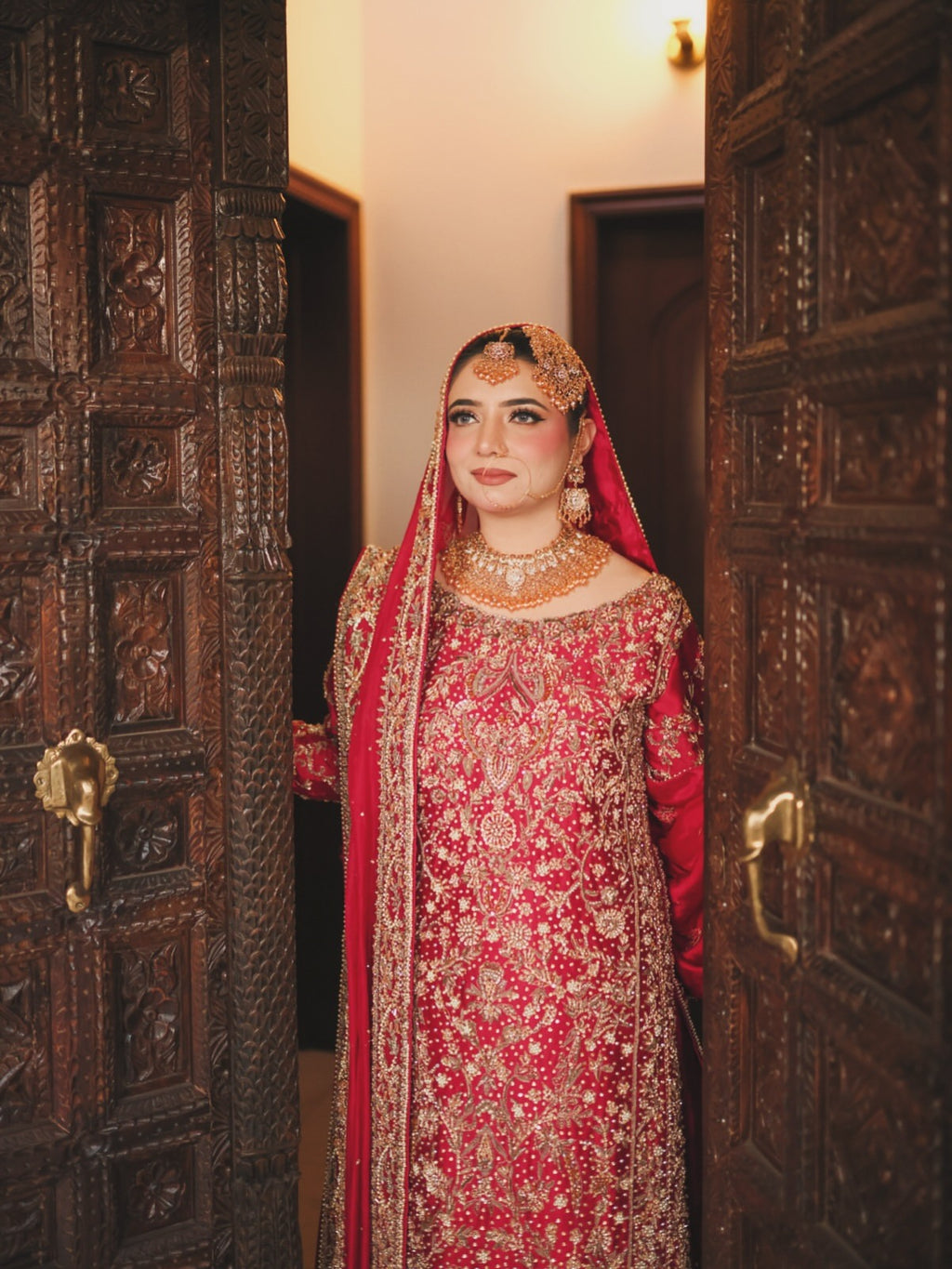 Modern- regal red bridal wear