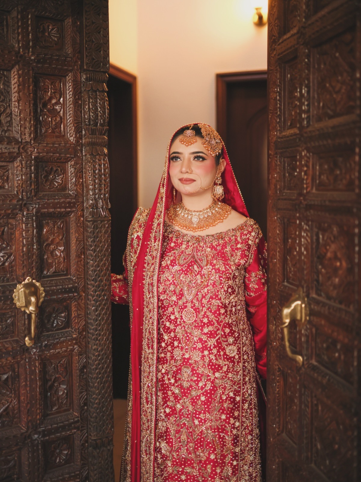 Modern- regal red bridal wear