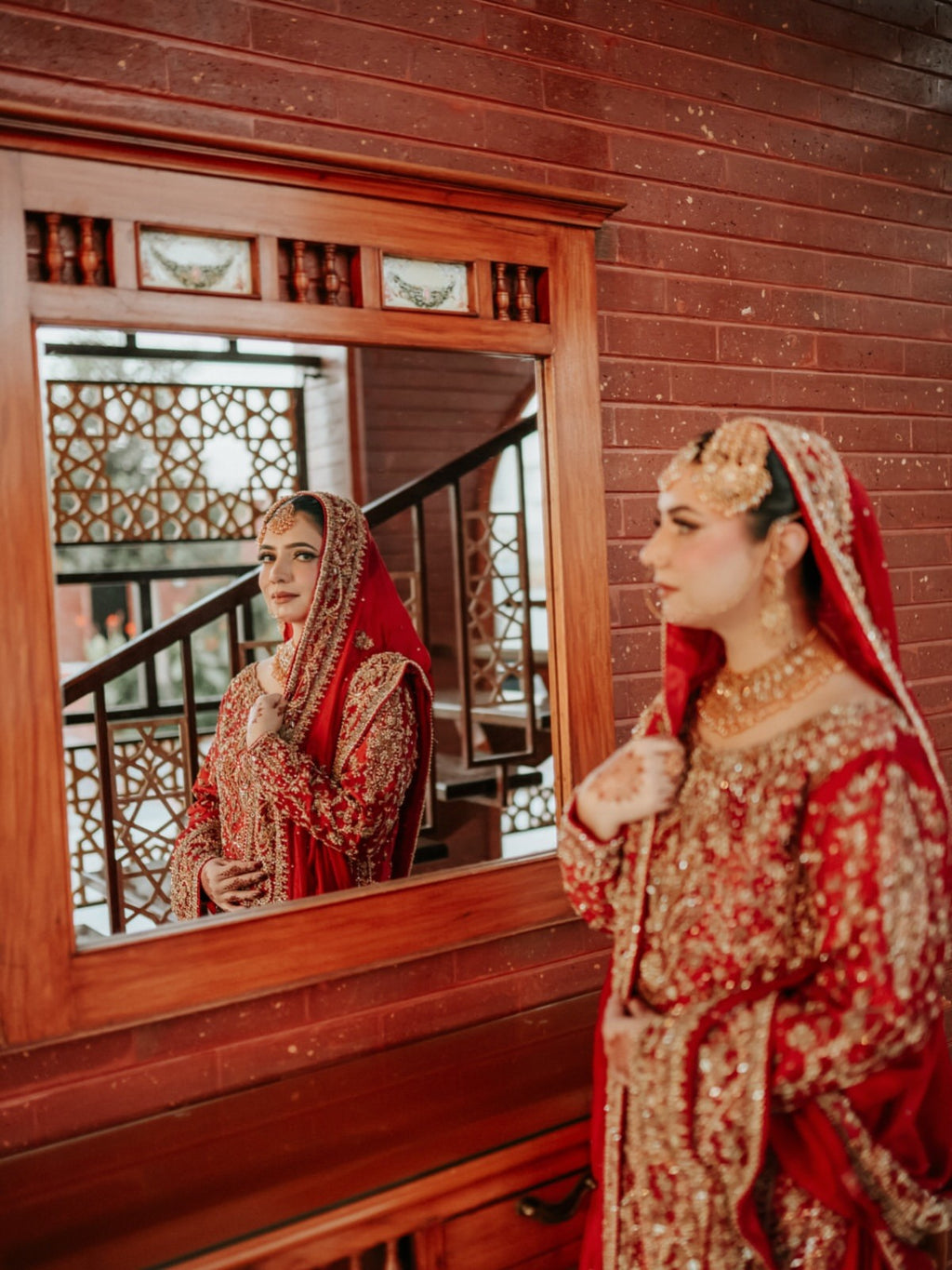 Modern- regal red bridal wear