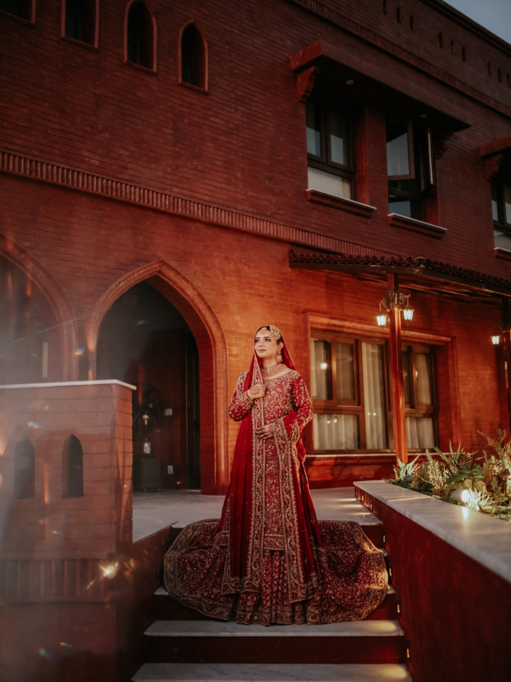 Modern- regal red bridal wear