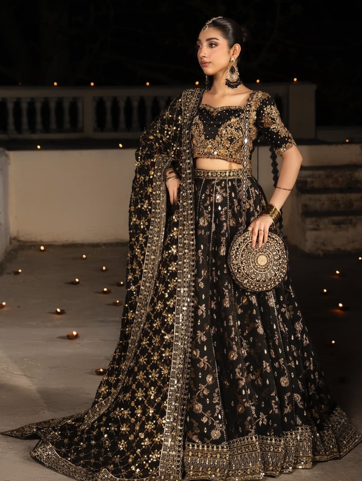 Midnight-black lehenga