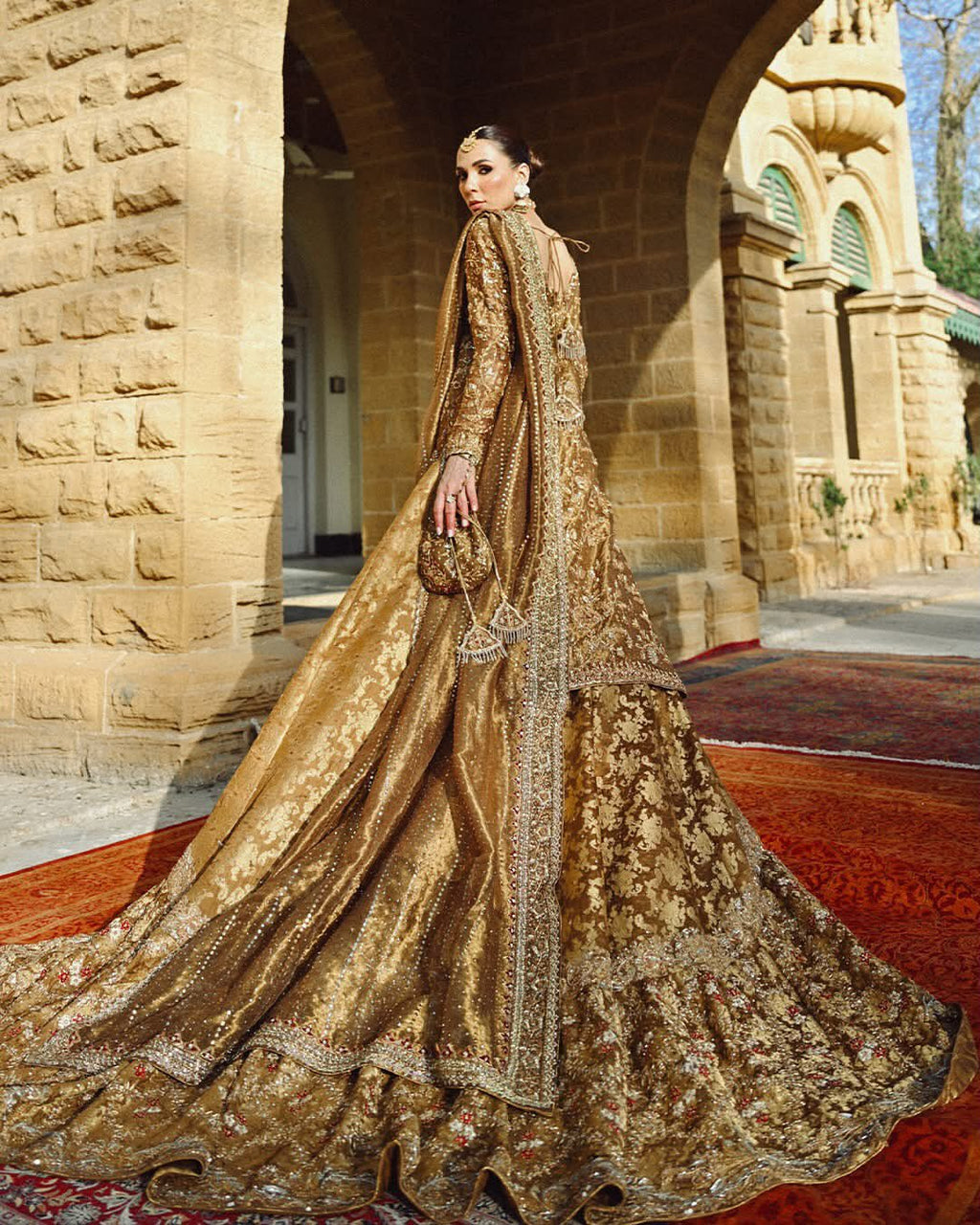 Metallic copper silk bridal wear