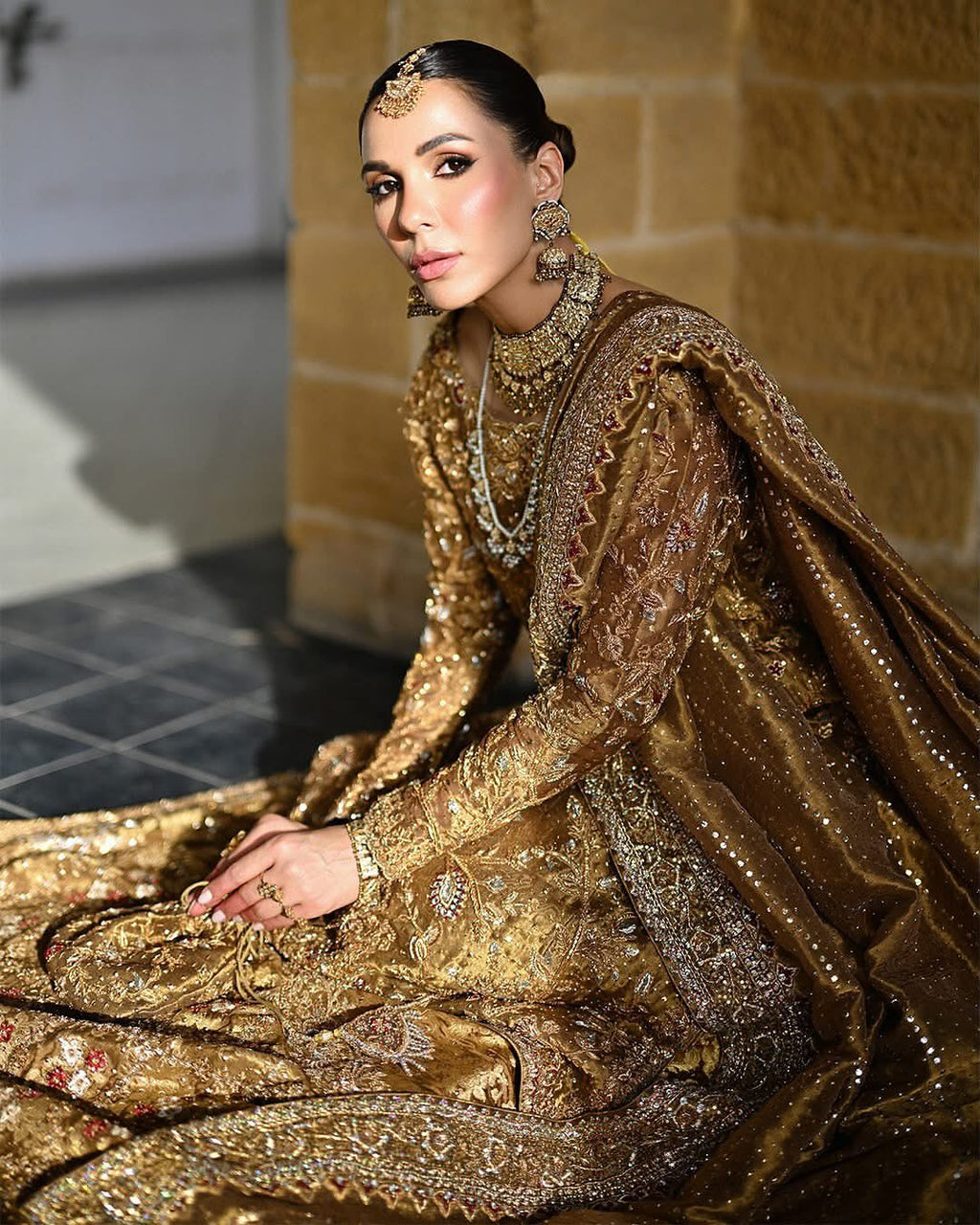 Metallic copper silk bridal wear