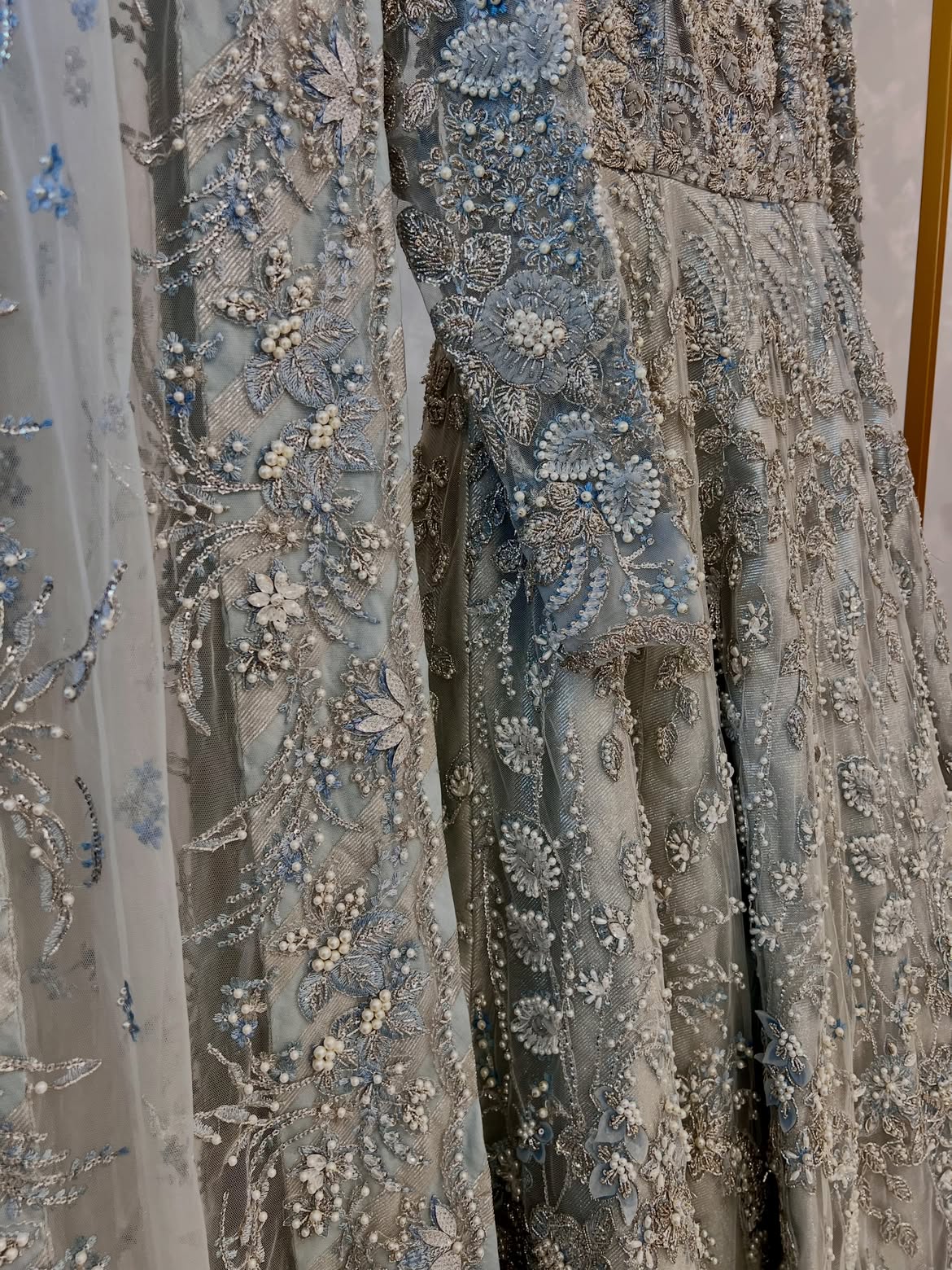PEARLY BRIDAL PESHWAS SILVER WHITE