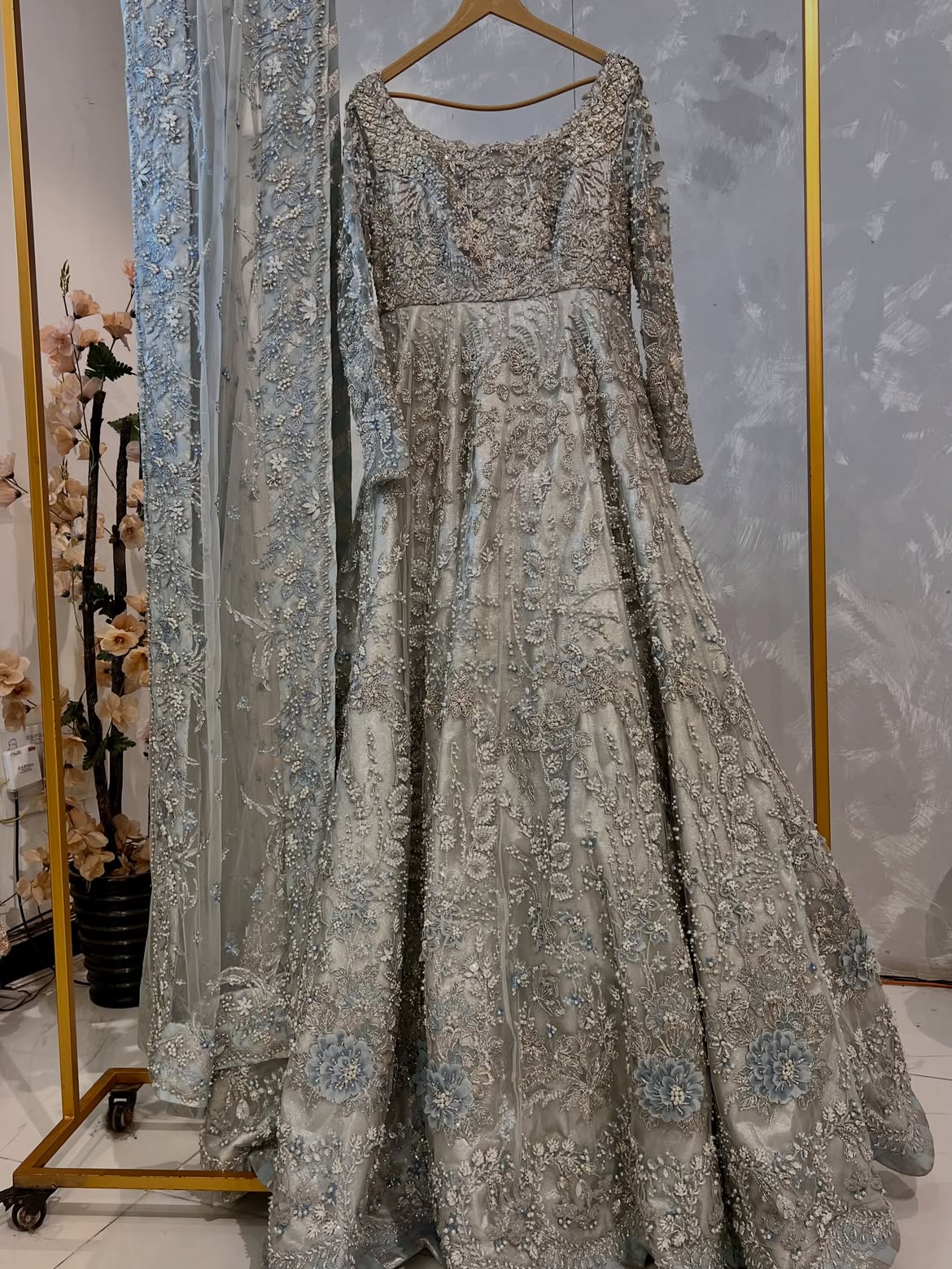 PEARLY BRIDAL PESHWAS SILVER WHITE