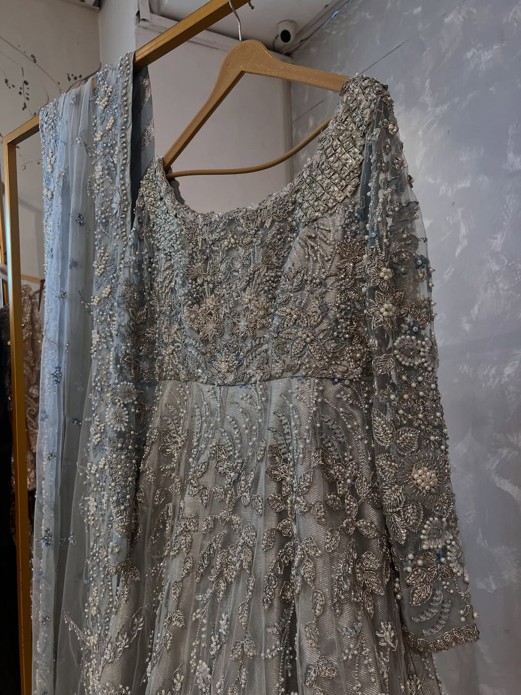 PEARLY BRIDAL PESHWAS SILVER WHITE