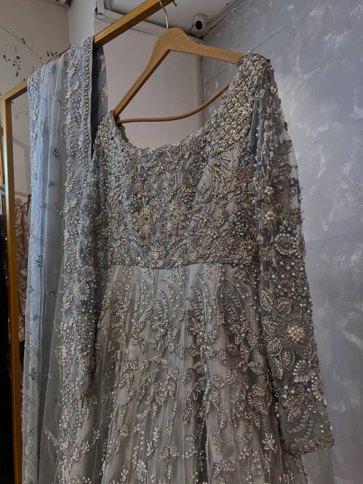 PEARLY BRIDAL PESHWAS SILVER WHITE